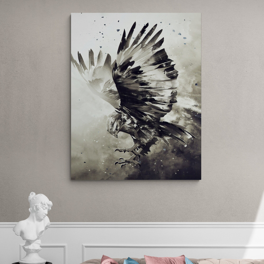 Majestic Soar,Textured Artwork, Dramatic Wall Art, Nature's Majesty, Powerful Animal Imagery, Soaring Eagle Portrait, Elegance in Motion.jpg