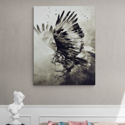 majestic soar,textured artwork, dramatic wall art, nature's majesty, powerful animal imagery, soaring eagle portrait, el