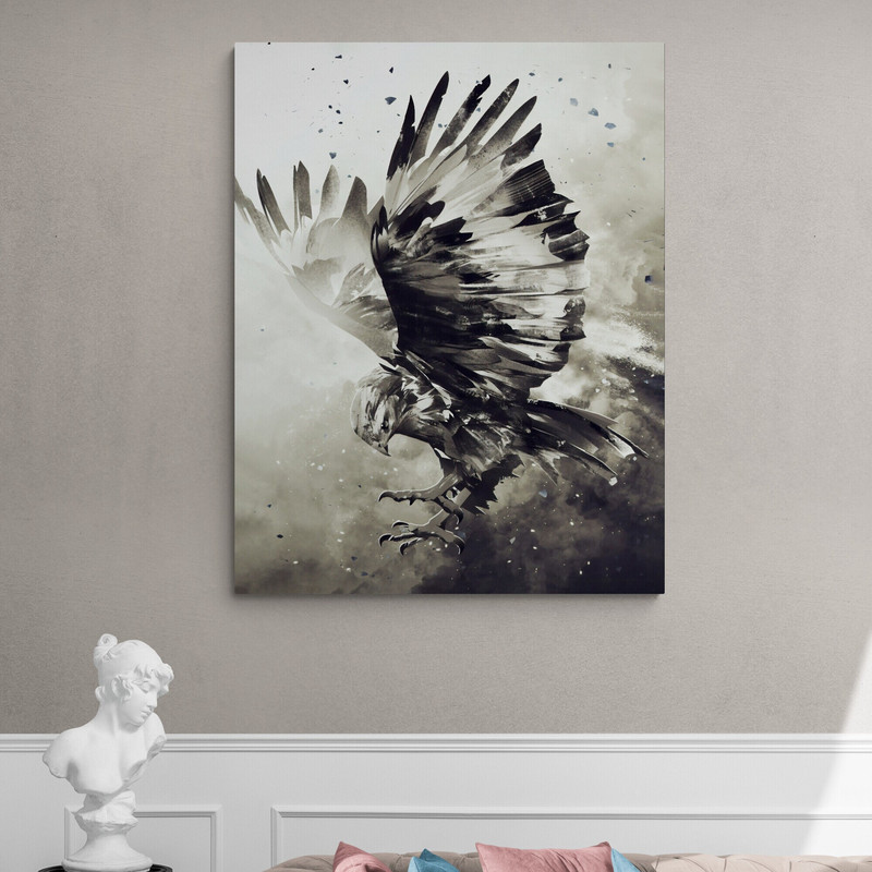 Majestic Soar,Textured Artwork, Dramatic Wall Art, Nature's Majesty, Powerful Animal Imagery, Soaring Eagle Portrait, Elegance in Motion.jpg