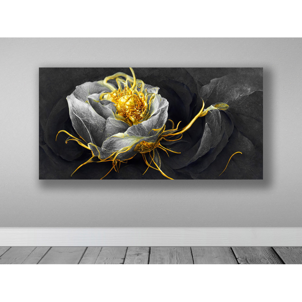 Gilded Bloom,Monochrome Art, Elegant Bloom, Botanical Chic, Gold Accent, Floral Elegance, Dramatic Flora, Nature Contrast, Artistic Petal.jpg