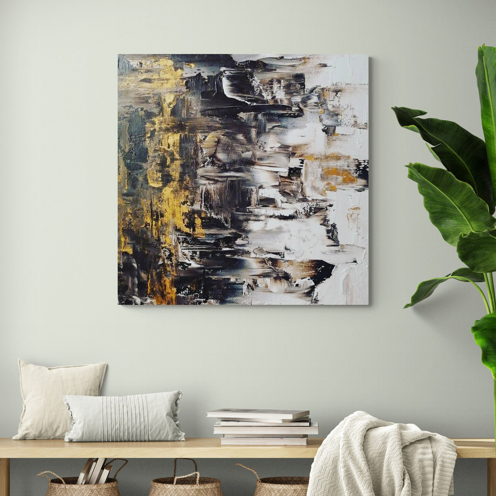 Golden Shores Abstract,Gold and Black, Contemporary Painting, Textured Art, Modern Decor, Nature Inspired Art, Wall Art, Industrial Style.jpg