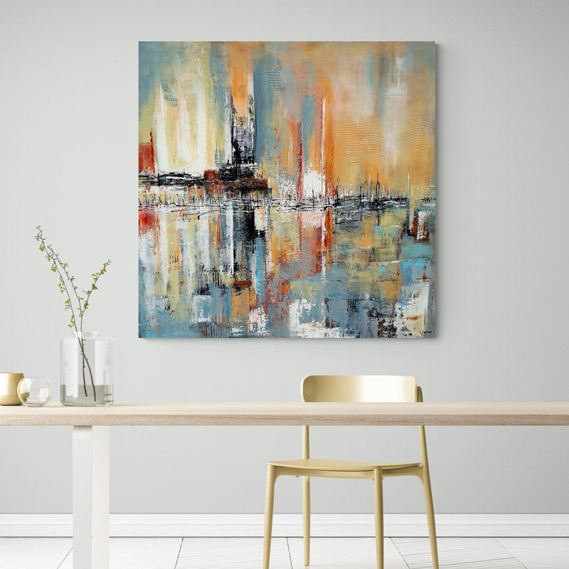Harbor Hues,Abstract, Modern Art, Cityscape, Urban Abstract, Reflections, Waterfront, Textured Painting, Contemporary Art, Artistic Decor.jpg