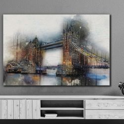 london tower bridge art print on canvas wall decor,london tower bridge wall art,landscape art print,home decor,living ro