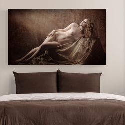 elegant nude art canvas print,nude art, canvas print, bedroom decor, sophisticated art, timeless pose, home decor, wall