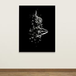 ephemeral flight monochrome butterfly silhouette canvas art,monochrome, butterfly, silhouette, canvas art, black and whi
