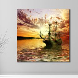 golden horizon voyage,oceanic odyssey, warm embrace, tranquil voyage, sailing adventure, endless seas, historical explor