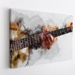 guitar canvas print wall art, abstract guitar art, canvas wall art, abstract watercolour painting on canvas, picture for