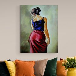 elegant solitude,elegant woman, contemplative art, canvas wall art, home decor, vibrant colors, modern art, fashion art,