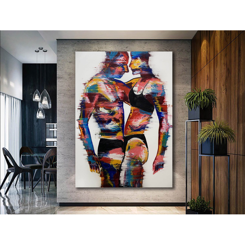 Embrace in Color,Figurative Painting, Modern Artwork, Love and Passion, Colorful Decor, Emotional Art, Contemporary Style, Relationship Art.jpg
