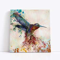 honey bird, laminated and golden glittered by hand, art print on canvas, ready to hang canvas, art pictures, prints, hom