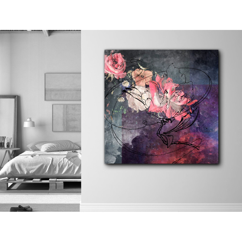 Enchanted Blooms in Twilight,Twilight Florals, Mystical Art, Enchanted Blooms, Celestial Beauty, Rose Silhouette, Ethereal Lily,Moody Canvas.jpg