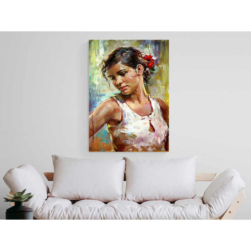 Graceful Musings,Reflective Woman,Serene Portrait,Canvas Art,Modern Decor,Warm Palette,Living Space Art,Dynamic Textures,Artistic Expression.jpg