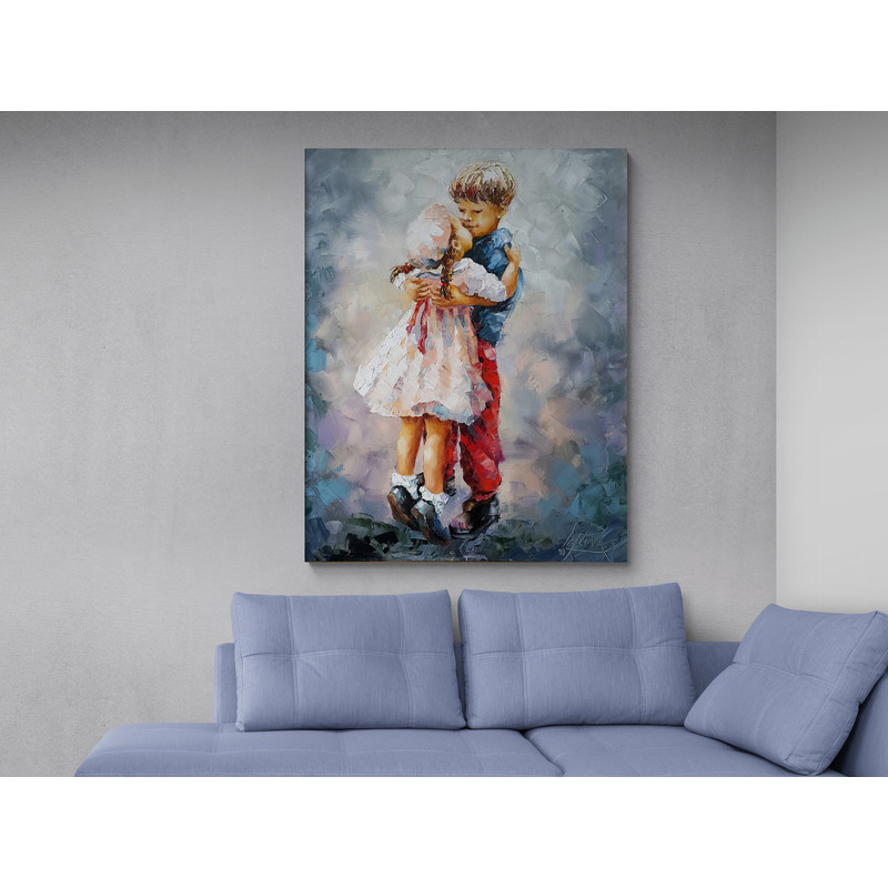 Innocent Embrace, Fine Art, Wall Decor, Living Room Art, Expressive Painting, Contemporary Art, Whimsical Art, Textured Painting, Serene Art.jpg