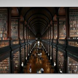 library art print on framed canvas, books photo poster, framed art, framed and stretched on canvas, textured art gift f