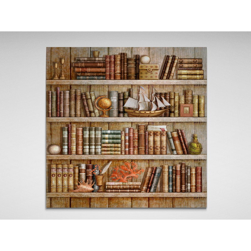 Library Art Print on Framed Canvas, Books Photo Poster, Framed Art, Kids Book Shelf Print on Canvas, Textured Art Gift For Him, Gift For Her.jpg