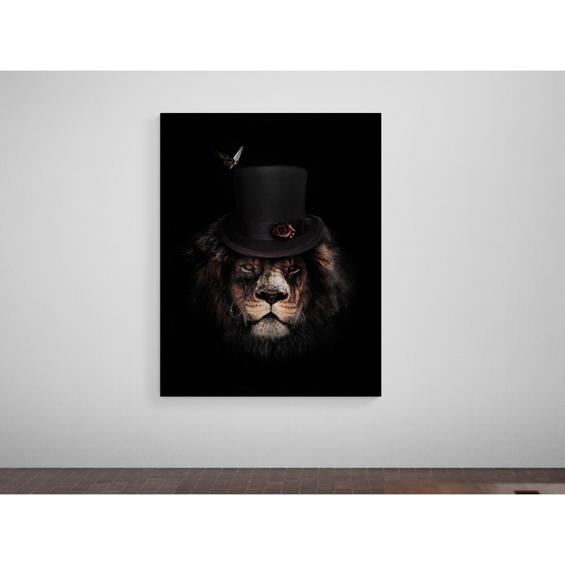 Majestic Lion with Top Hat,Majestic Animal, Top Hat, Butterfly Effect, Elegant Wall Art, Animal Portrait, Dark Decor,Canvas Print,Regal Lion.jpg