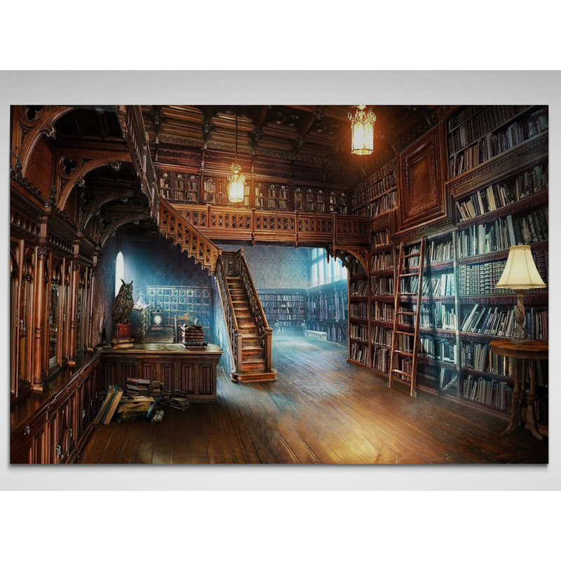 Library Art Print on Framed Canvas, Books Photo Poster, Framed Art, Framed and Stretched on Canvas, Textured Art Gift For Him, Gift For Her-1.jpg