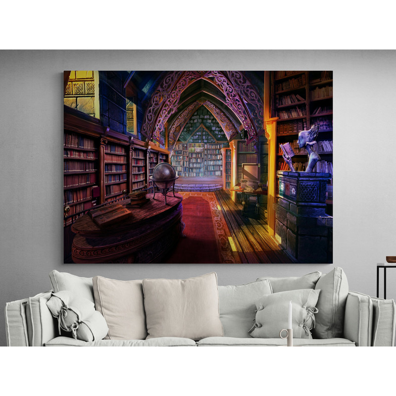 Library Art Print on Framed Canvas, Books Photo Poster, Framed Art, Framed and Stretched on Canvas, Textured Art Gift For Him, Gift For Her-3.jpg