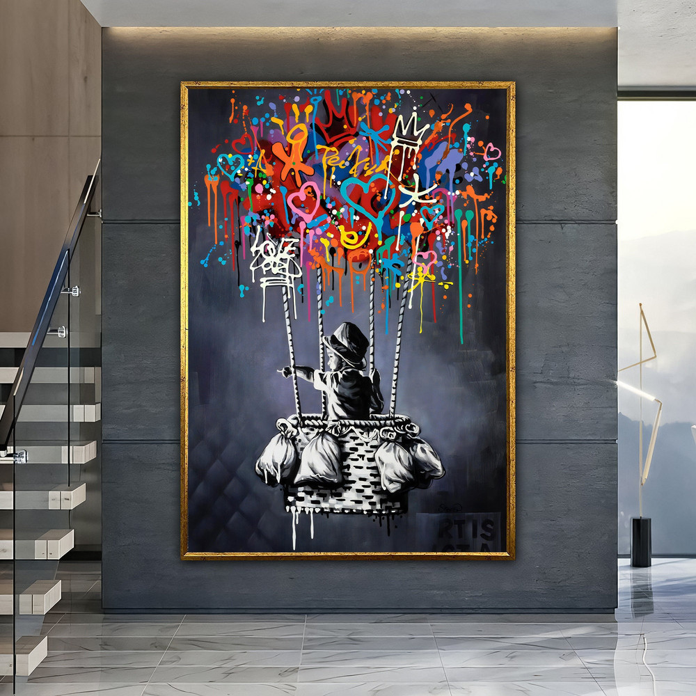 Banksy Balloon Canvas, Balloon Poster, Banksy Art, Wall Art Canvas Design, Ready To Hang Decoration.jpg