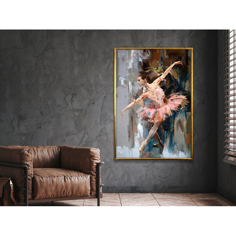 canvas wall art ballerina painting abstract painting ballet dancer pink painting wall art canvas design, framed ready to hang.jpg