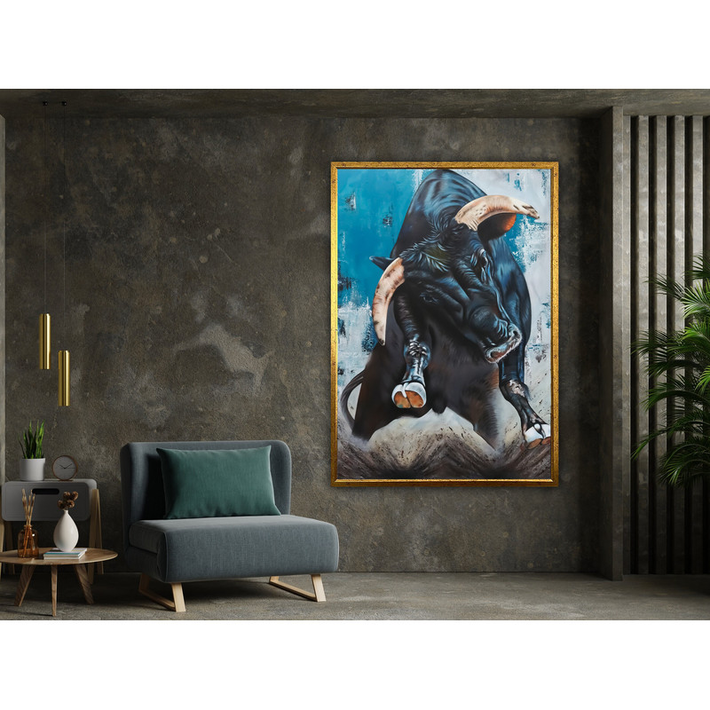 bull canvas print, bull artwork, bull wall decor, bull poster, animals poster, wall art canvas design, ready to hang decoration.jpg