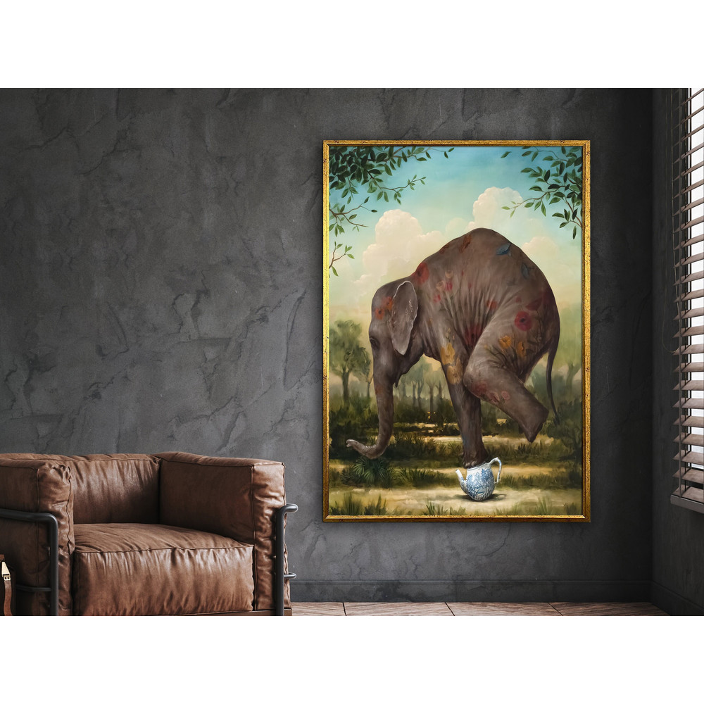 elephant in surreal, elephant tree poster, elephant canvas, elephant poster, wall art canvas design, framed canvas ready to hang.jpg