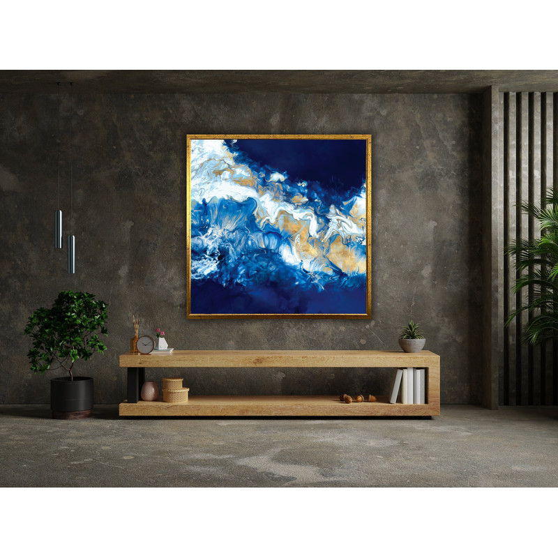 abstract canvas art, abstract wall decor, natural wall art, blue and white patterned wall art canvas design, framed ready to hang.jpg