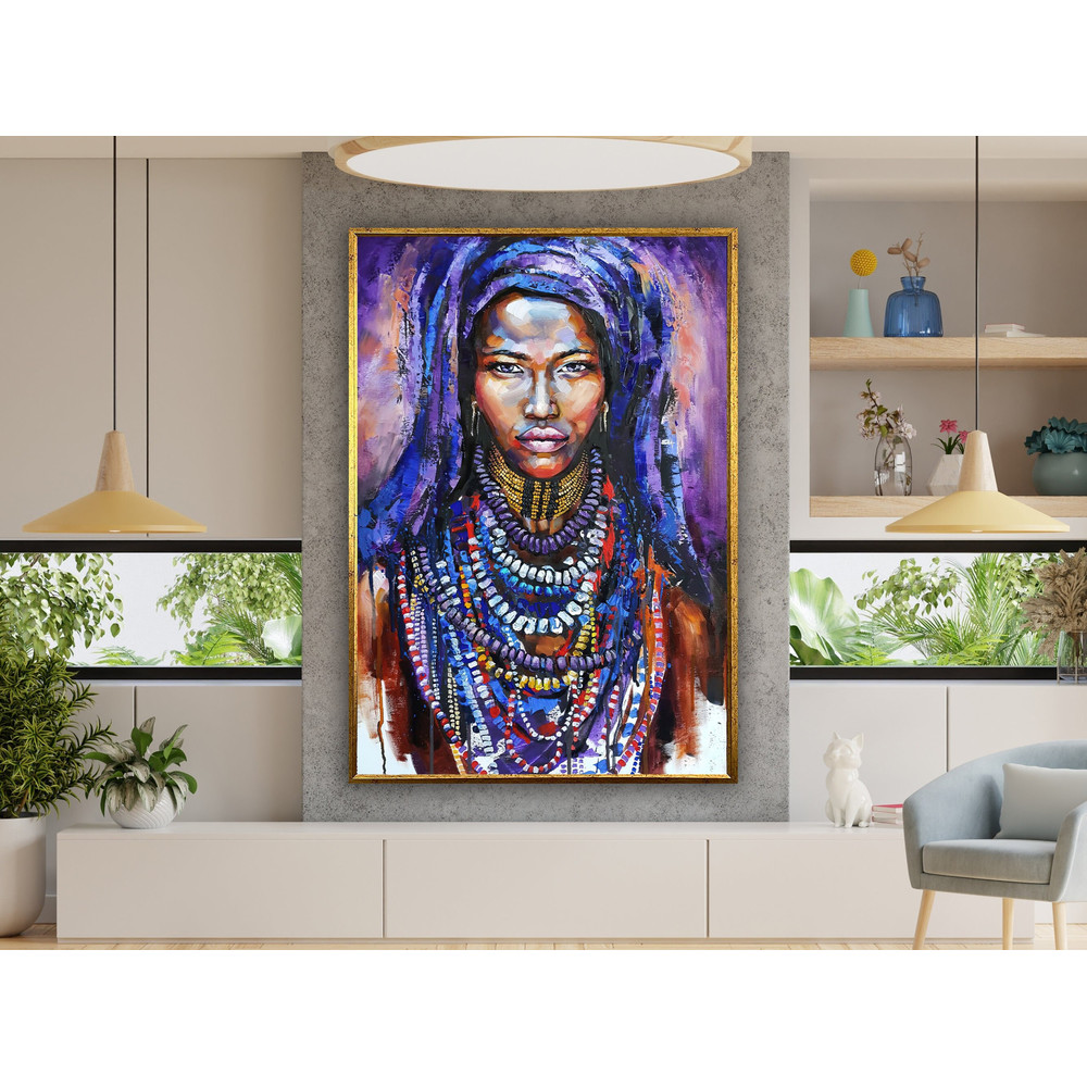 african woman art, african woman canvas, african beauty print, ethnic poster, wall art canvas design, framed canvas ready to hang.jpg