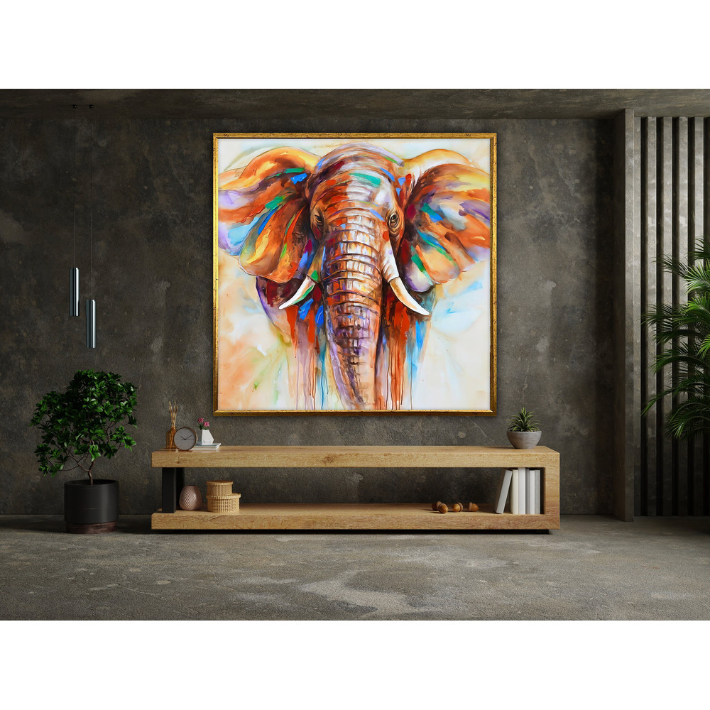 abstract colourful elephant painting on canvas print wall art, elephant poster, wall art canvas design, framed canvas ready to hang.jpg