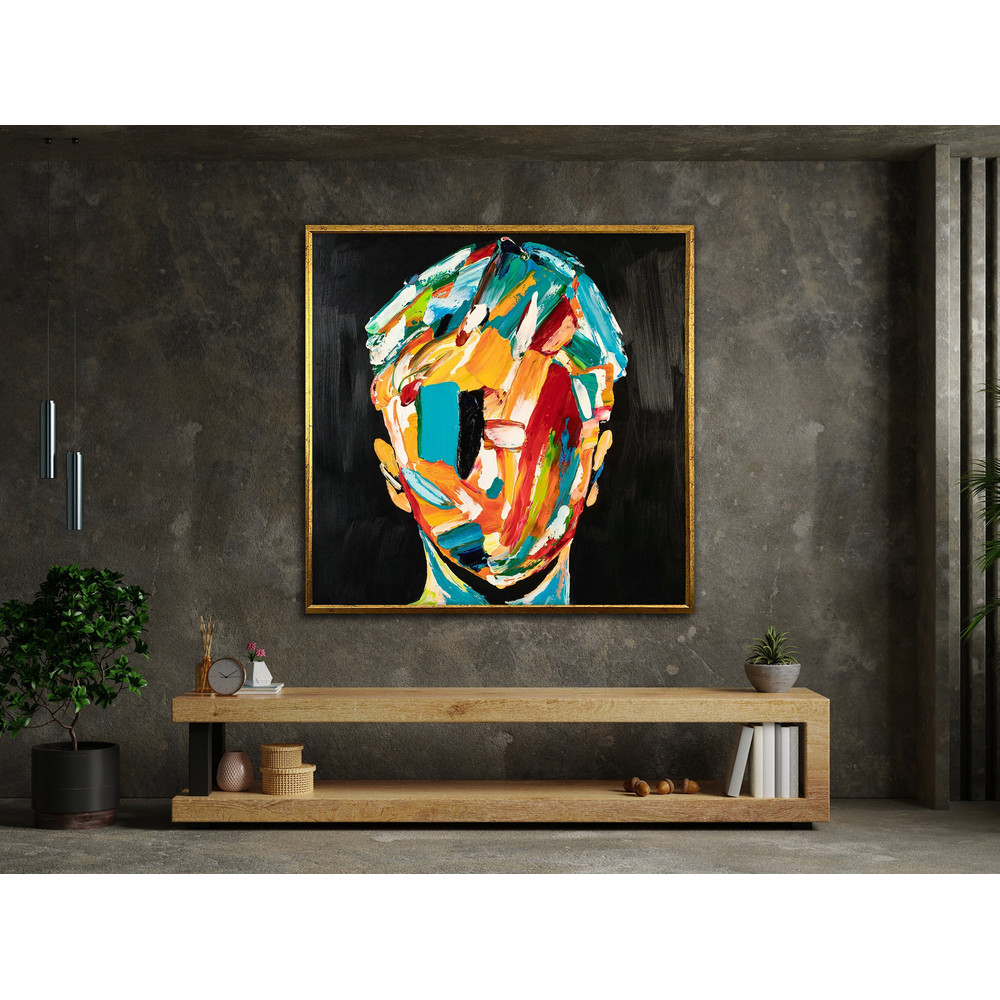 colorful face canvas, abstract face print, face wall art, portrait wall art, modern wall art, wall art canvas design, framed canvas.jpg