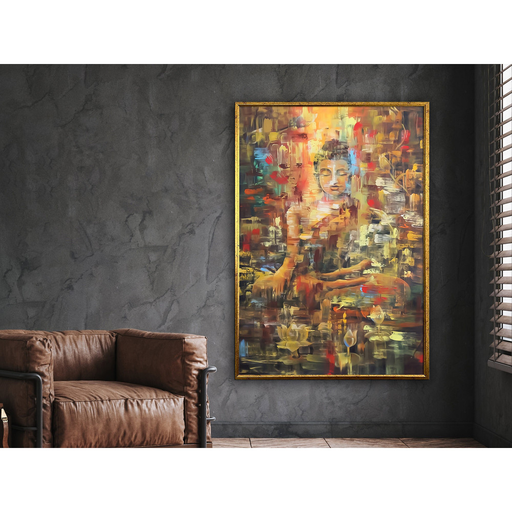 buddha wall art, patna hindu wall decor, yoga studio, meditation deco, om sign, spiritual crafts, chakra art, zen art, framed canvas.jpg