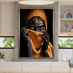 ethnic art canvas, african art canvas, black woman wall art, african woman poster, woman canvas wall art design, framed