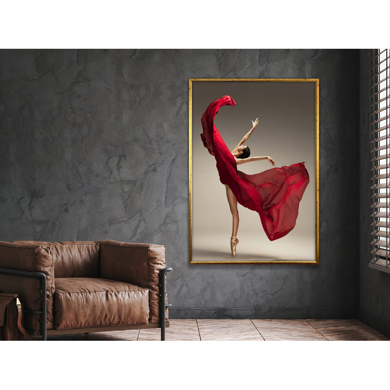dancer in red dress, dance painting, dancer canvas art, abstract decor, large art canvas, wall art canvas design, framed ready to hang.jpg