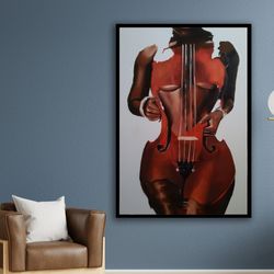 cello wall decor, music wall art, cello and woman, woman wall decor, cello poster, wall art canvas design, framed canvas