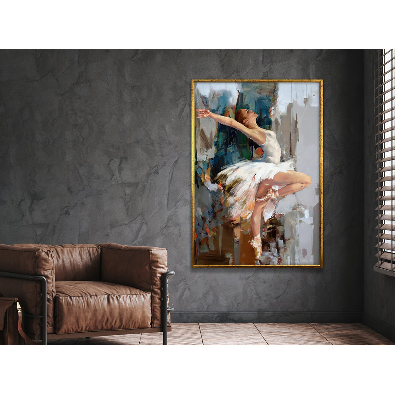 ballerina painting white painting on canvas ballet painting girl ballerina wall art pinting, wall art canvas design, framed ready to hang.jpg