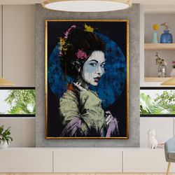 geisha art print, japanese woman art, japanese wall art, geisha wall art, japanese art print, asian art, kimono art, fra