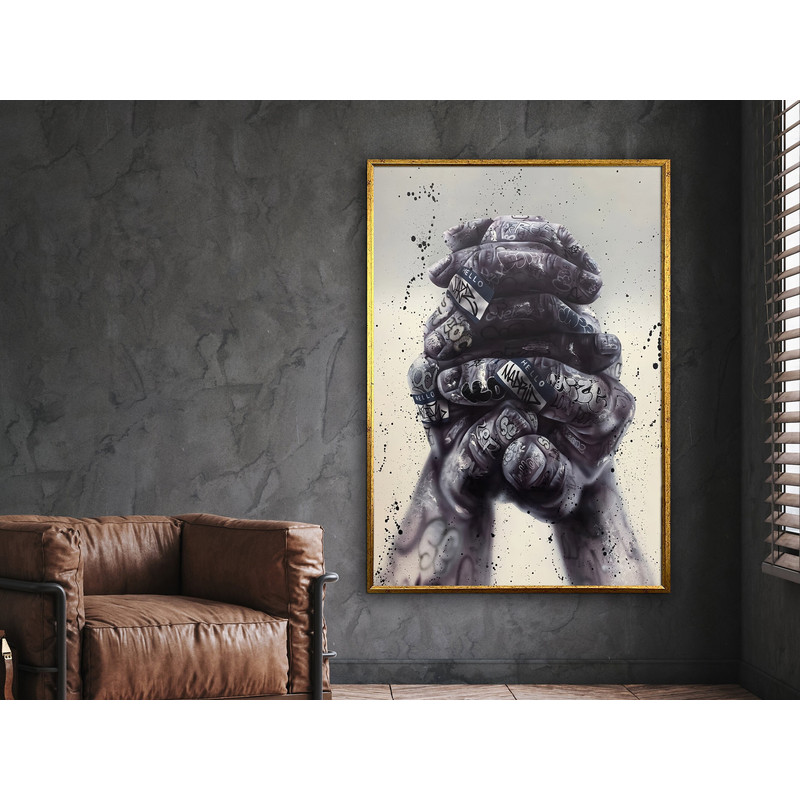 Holding Hands Love Fence Graffiti Canvas Painting, Banksy Hands Canvas Painting, Love Couples Canvas Painting, Framed Canvas Ready To Hang.jpg