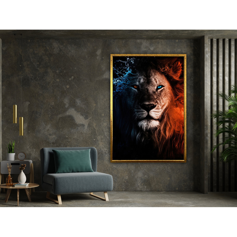 blue eyed lion, lion king canvas wall art design, lion canvas set, lion poster, animal wall art, animal poster, framed canvas ready to hang.jpg