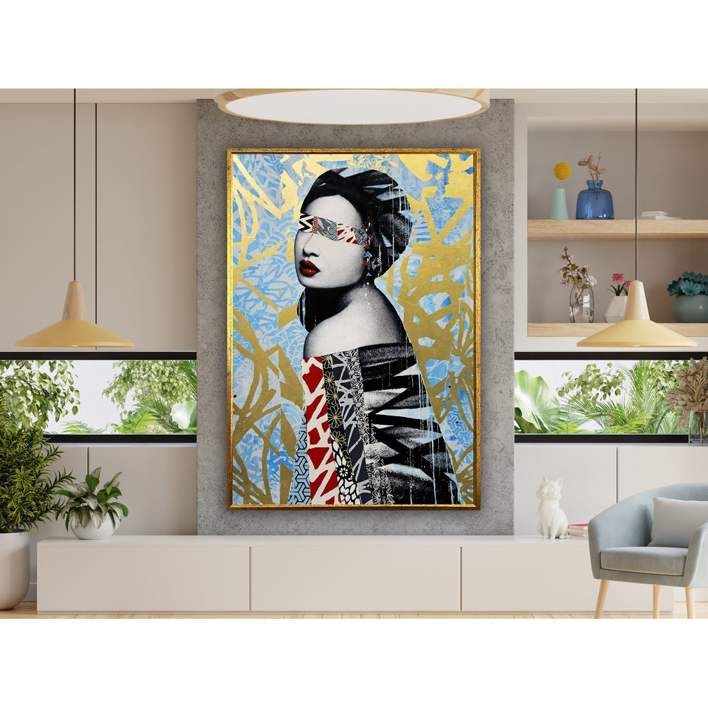 ethnic art woman wall art,japanese gifts,bankys poster, bedroom wall decor, graffiti art,geisha canvas wall art design, framed ready to hang.jpg