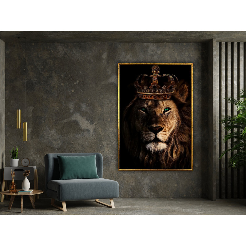 green eyed lion, lion king canvas wall art design, lion canvas set, lion poster, animal wall art, animal poster, framed canvas ready to hang.jpg