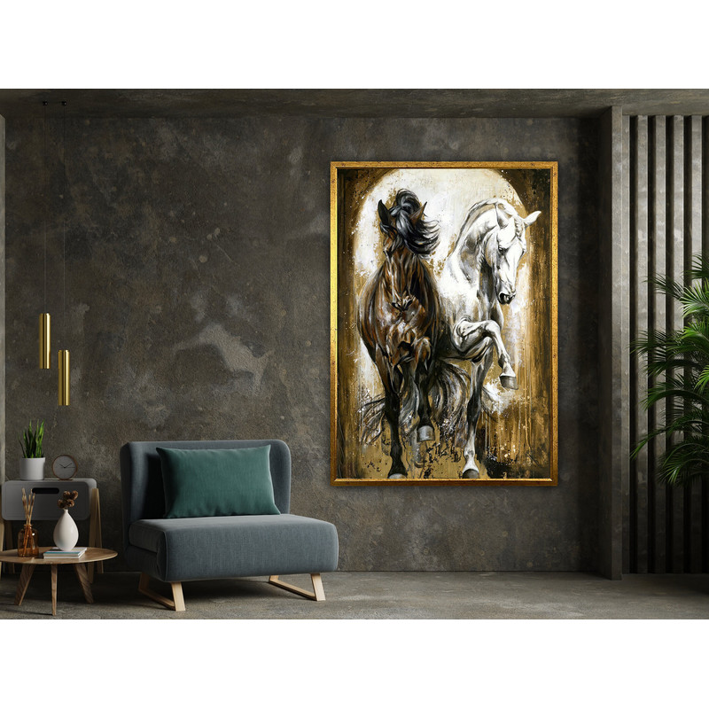 Horses Wall Art, Horses Running Rain Creative Wall Art, Animal Painting, Wild Animals Art, Wall Art Canvas Design, Ready To Hang Decoration.jpg