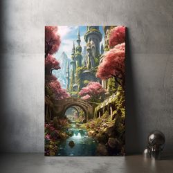 elven capital city art canvas majestic architecture in the enchanted realm perfect gift for rpg lovers