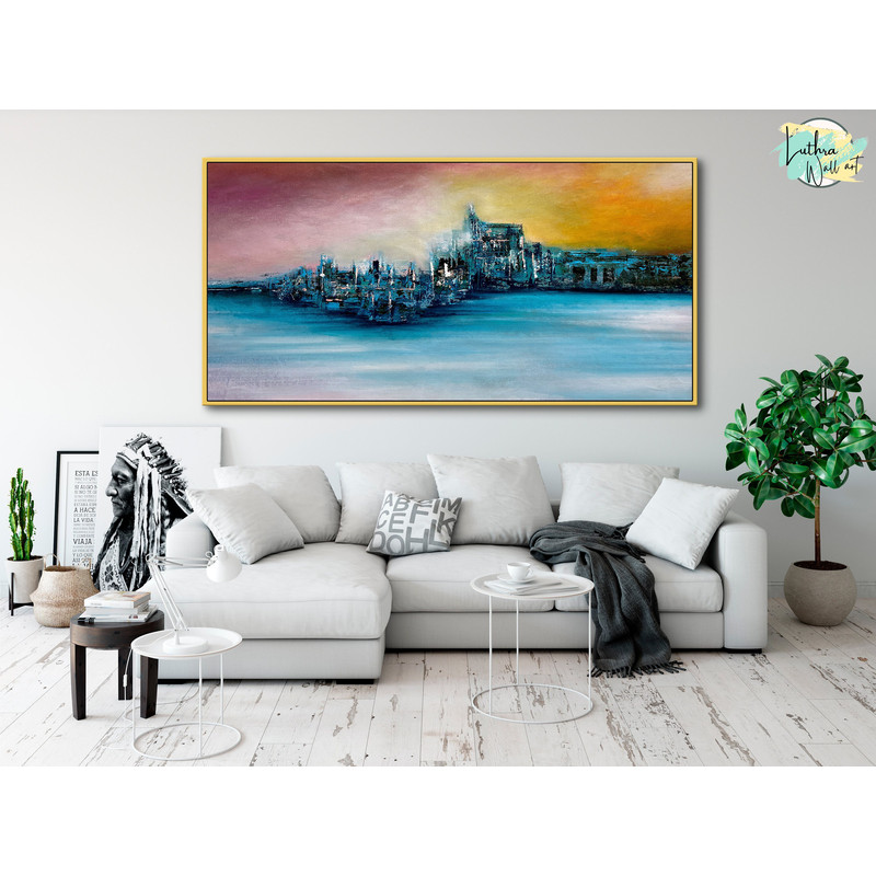 Original Art Painting Landscape City Art For Living Room Wall Decoration Painting, Large Wall Decor Living Room Painting.jpg