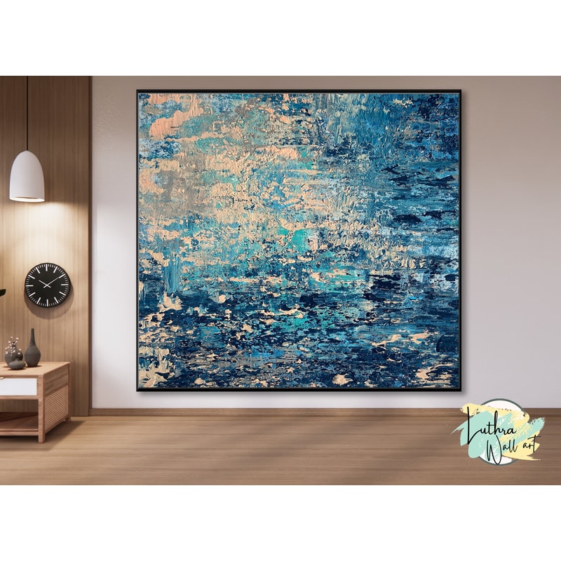 Large Canvas Textured Painting Blue Gold Wall Art Bedroom Wall Decor For Him, Oversize Living Room Wall Art Abstract Painting.jpg