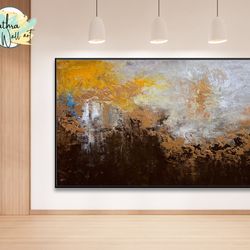 original acrylic wall art brown abstract painting wall decor living room modern art, large living room art hand made pai