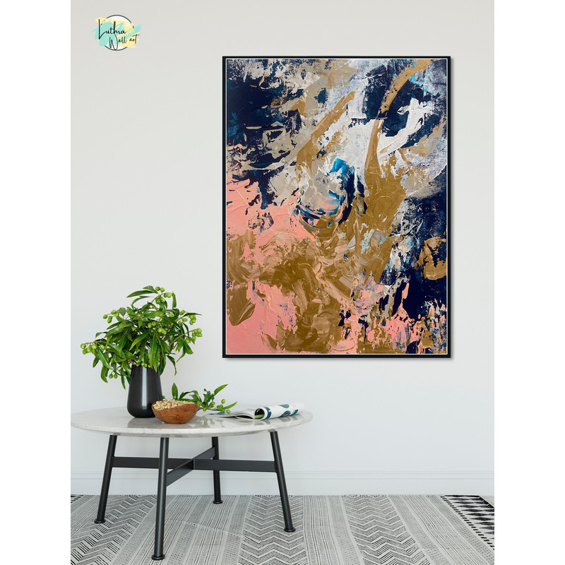 Blue Brown Abstract Canvas Art Painting, Wall Art, Trendy Canvas Art, Acrylic oil Painting, Extra Large Painting, Home Decor.jpg