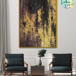 abstract painting with gold black art canvas wall art framed painting, art deco bathroom wall art farmhouse decor home p