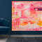 Handmade Dorm Wall Decor Light Pink And Orange Wall Art Canvas Painting For Home Decor and Gift, Abstract Pink Wall Art Painting.jpg