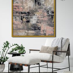 grey pink abstract painting, contemporary artwork, palette knife art, trendy painting, extra large painting, home decor,