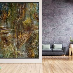 big brown textured wall art original abstract painting on canvas home decor and gift, xl abstract art decor wall texture
